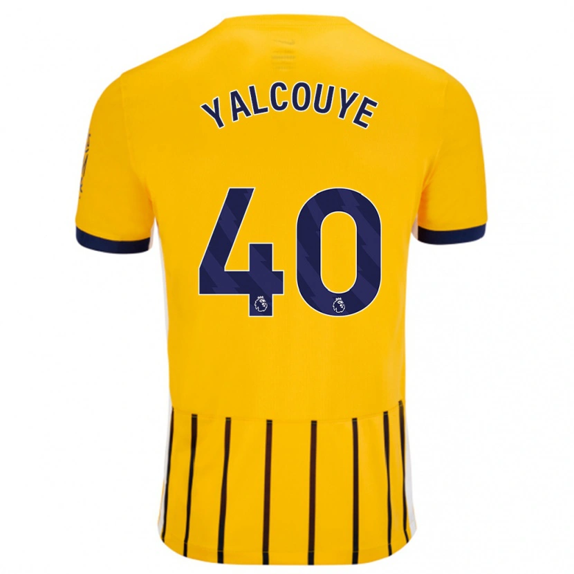 Danxen Hombre Camiseta Malick Junior Yalcouyé #40 Dorado Azul Rayas 2ª Equipación 2024/25 La Camisa