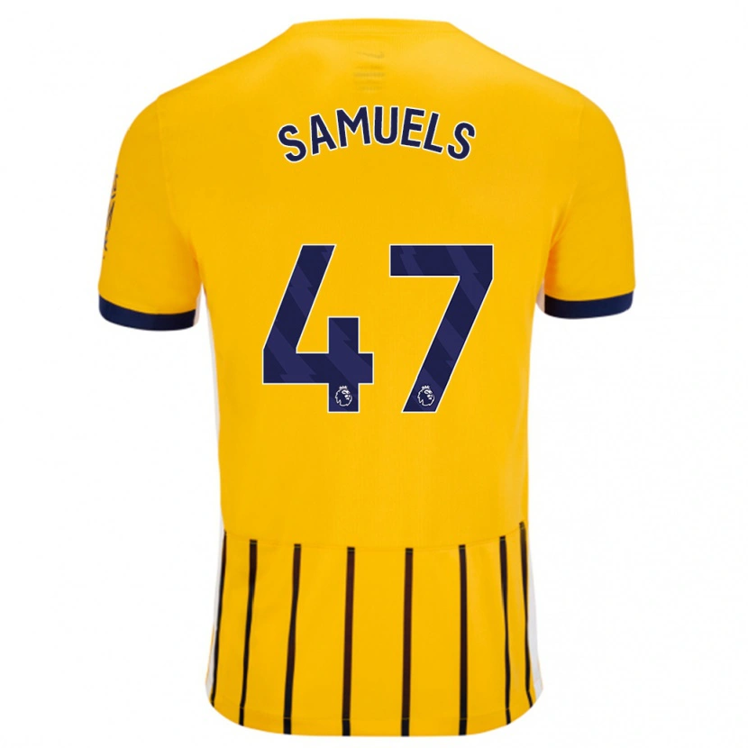 Danxen Hombre Camiseta Imari Samuels #47 Dorado Azul Rayas 2ª Equipación 2024/25 La Camisa