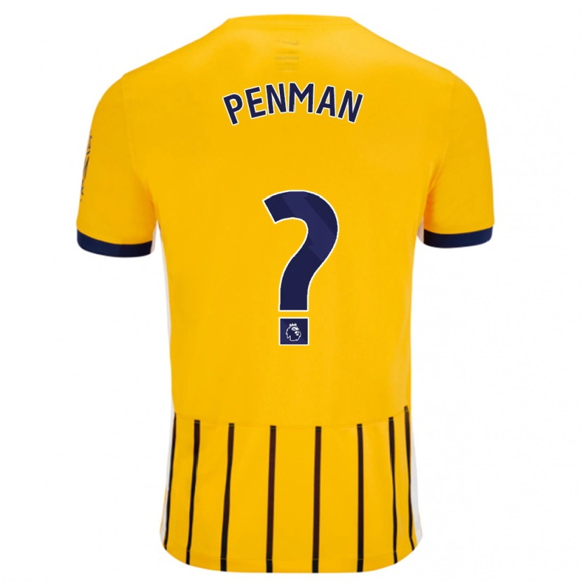 Danxen Hombre Camiseta Charlie Penman #0 Dorado Azul Rayas 2ª Equipación 2024/25 La Camisa