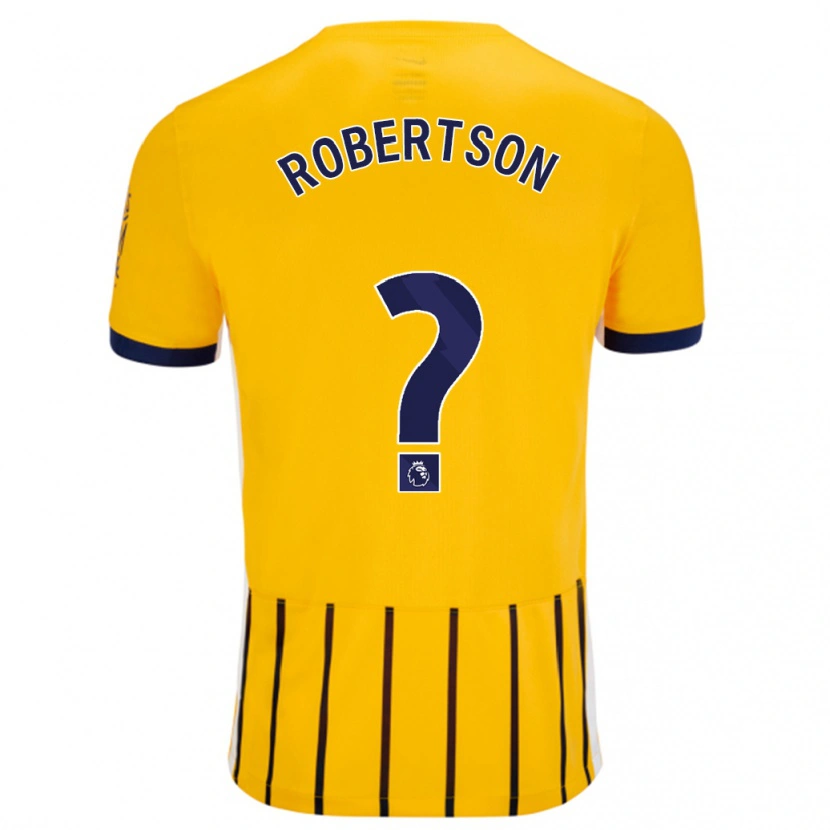 Danxen Hombre Camiseta Josh Robertson #0 Dorado Azul Rayas 2ª Equipación 2024/25 La Camisa