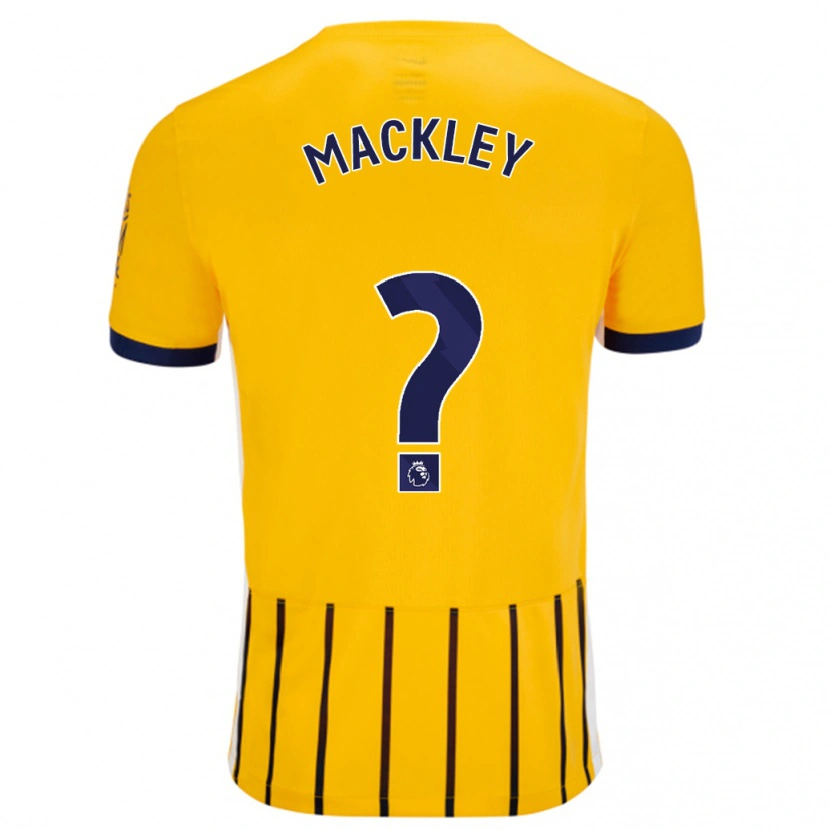 Danxen Hombre Camiseta Callum Mackley #0 Dorado Azul Rayas 2ª Equipación 2024/25 La Camisa