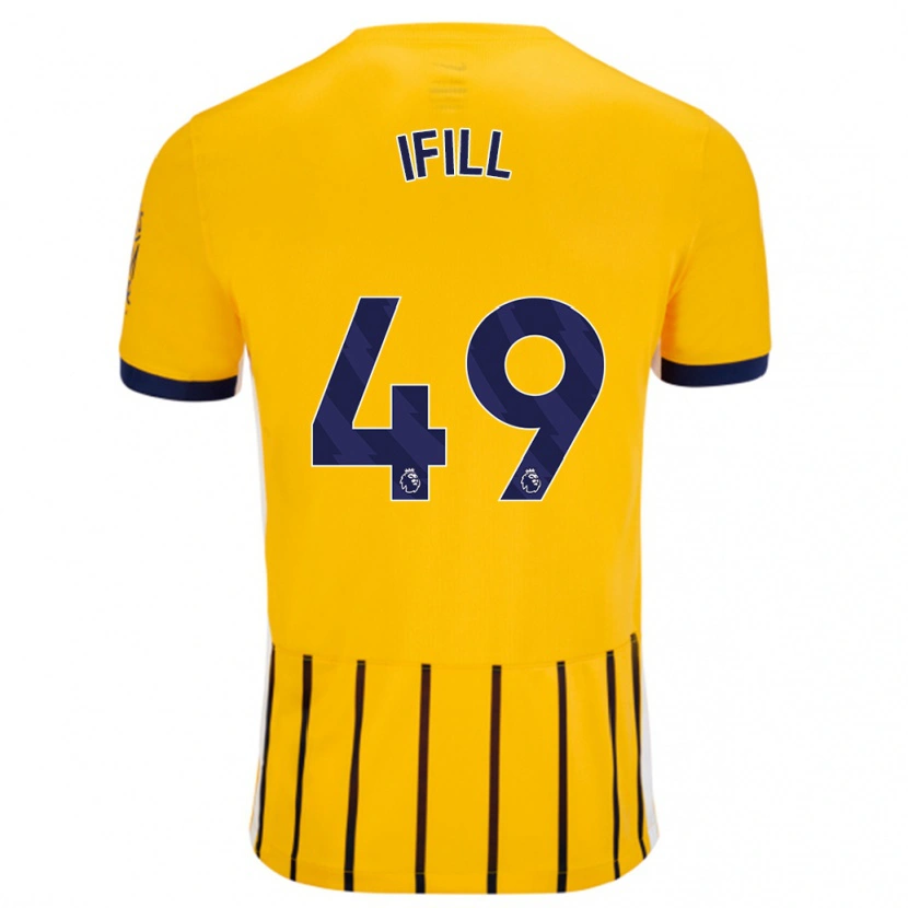 Danxen Hombre Camiseta Marcus Ifill #49 Dorado Azul Rayas 2ª Equipación 2024/25 La Camisa