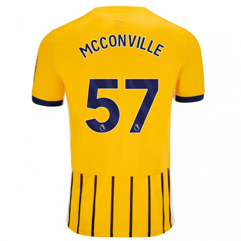 Danxen Hombre Camiseta Ruairi Mcconville #57 Dorado Azul Rayas 2ª Equipación 2024/25 La Camisa