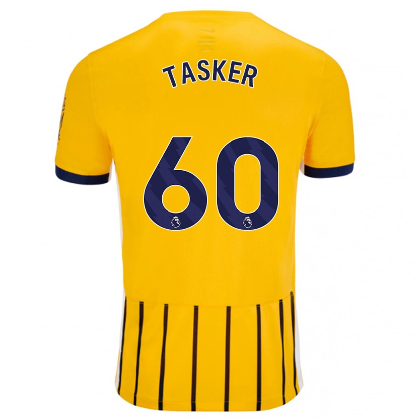 Danxen Hombre Camiseta Charlie Tasker #60 Dorado Azul Rayas 2ª Equipación 2024/25 La Camisa