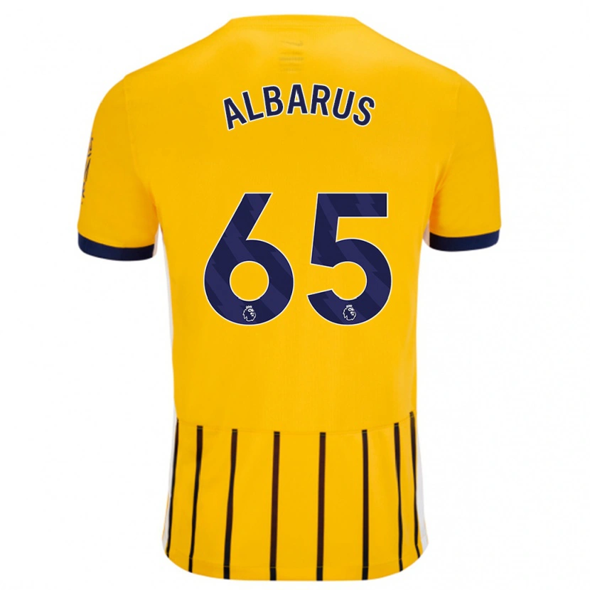 Danxen Hombre Camiseta Zane Albarus #65 Dorado Azul Rayas 2ª Equipación 2024/25 La Camisa