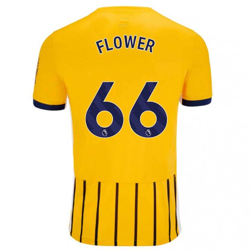 Danxen Hombre Camiseta Louis Flower #66 Dorado Azul Rayas 2ª Equipación 2024/25 La Camisa