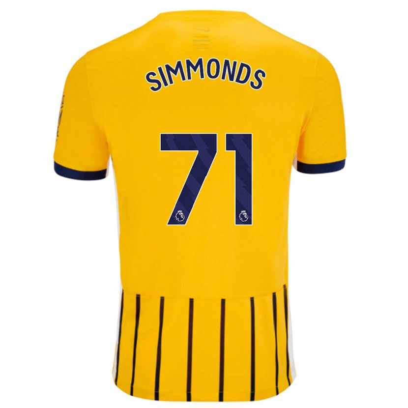 Danxen Hombre Camiseta Freddie Simmonds #71 Dorado Azul Rayas 2ª Equipación 2024/25 La Camisa