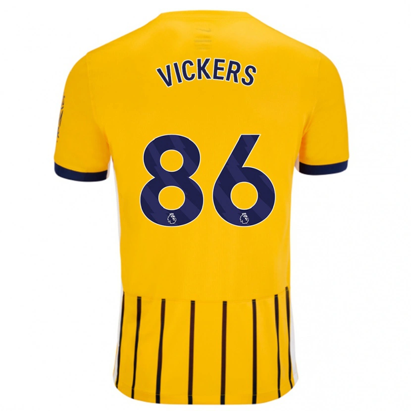 Danxen Hombre Camiseta Jacob Vickers #86 Dorado Azul Rayas 2ª Equipación 2024/25 La Camisa