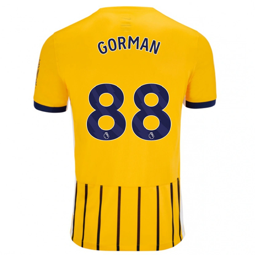 Danxen Hombre Camiseta Ronnie Gorman #88 Dorado Azul Rayas 2ª Equipación 2024/25 La Camisa