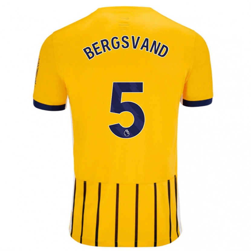 Danxen Hombre Camiseta Guro Bergsvand #5 Dorado Azul Rayas 2ª Equipación 2024/25 La Camisa