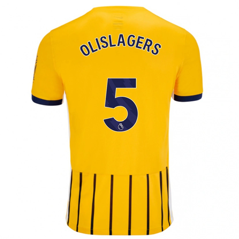 Danxen Hombre Camiseta Marisa Olislagers #5 Dorado Azul Rayas 2ª Equipación 2024/25 La Camisa