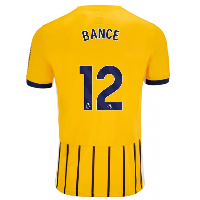 Danxen Hombre Camiseta Libby Bance #12 Dorado Azul Rayas 2ª Equipación 2024/25 La Camisa