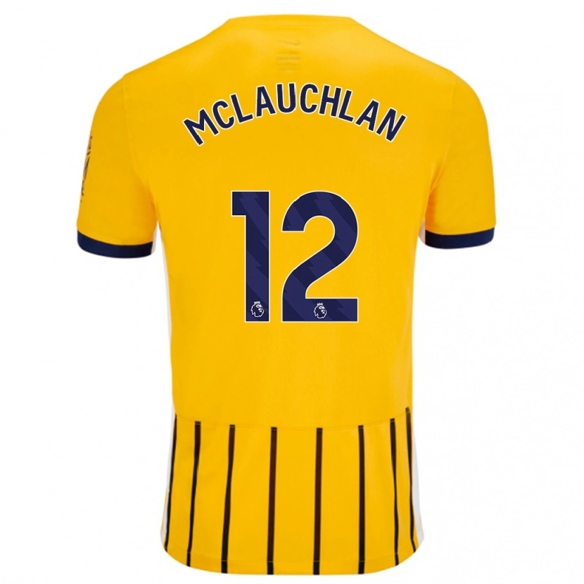 Danxen Hombre Camiseta Rachel Mclauchlan #12 Dorado Azul Rayas 2ª Equipación 2024/25 La Camisa