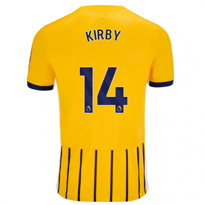 Danxen Hombre Camiseta Fran Kirby #14 Dorado Azul Rayas 2ª Equipación 2024/25 La Camisa