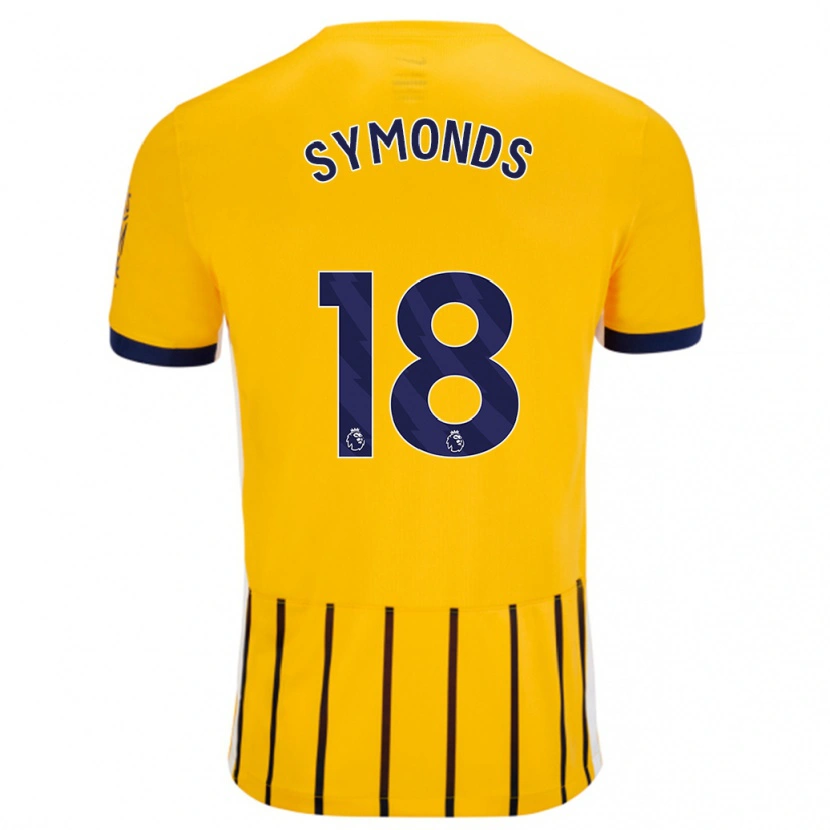 Danxen Hombre Camiseta Maisie Symonds #18 Dorado Azul Rayas 2ª Equipación 2024/25 La Camisa