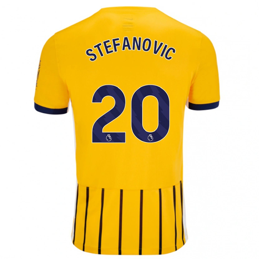 Danxen Hombre Camiseta Dejana Stefanović #20 Dorado Azul Rayas 2ª Equipación 2024/25 La Camisa