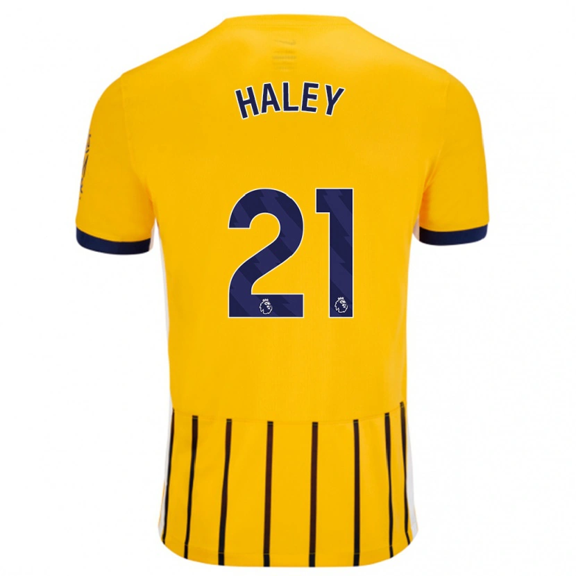 Danxen Hombre Camiseta Madison Haley #21 Dorado Azul Rayas 2ª Equipación 2024/25 La Camisa