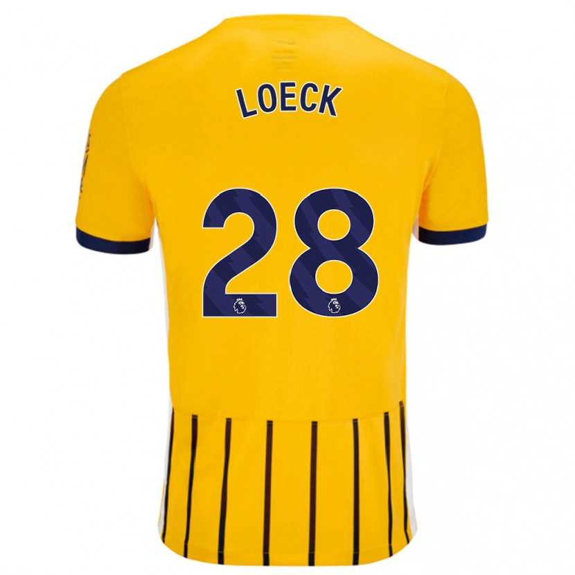 Danxen Hombre Camiseta Melina Loeck #28 Dorado Azul Rayas 2ª Equipación 2024/25 La Camisa