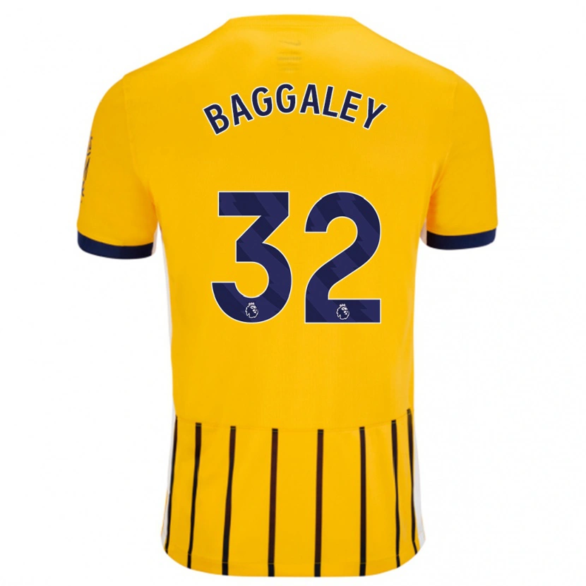 Danxen Hombre Camiseta Sophie Baggaley #32 Dorado Azul Rayas 2ª Equipación 2024/25 La Camisa