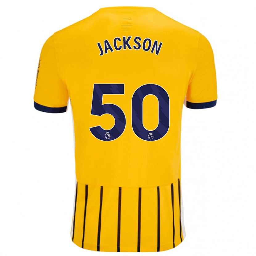 Danxen Hombre Camiseta Ben Jackson #50 Dorado Azul Rayas 2ª Equipación 2024/25 La Camisa