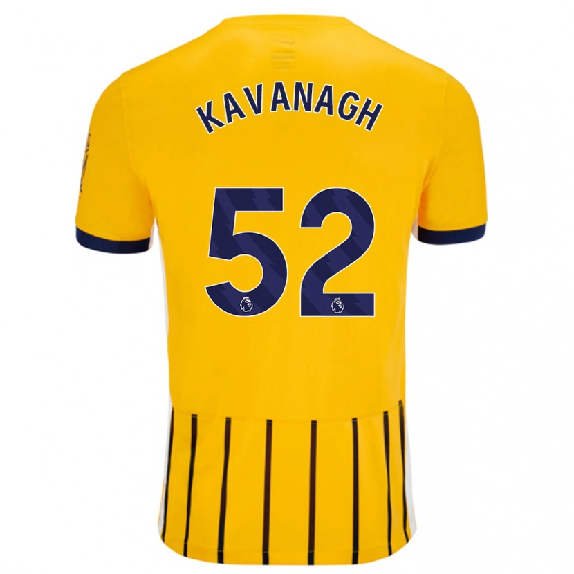 Danxen Hombre Camiseta Leigh Kavanagh #52 Dorado Azul Rayas 2ª Equipación 2024/25 La Camisa