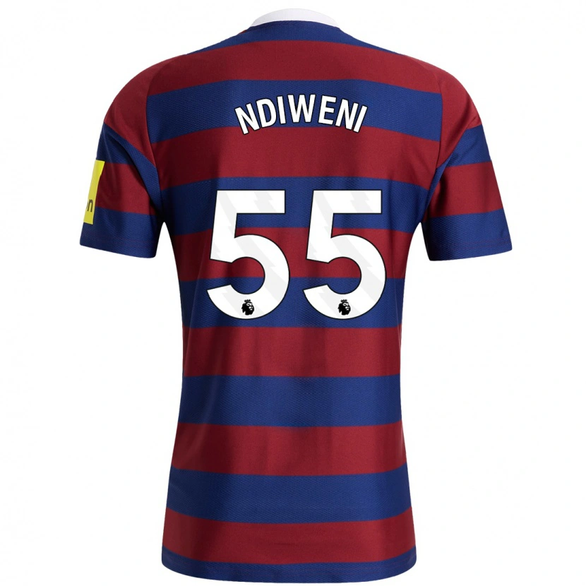 Danxen Hombre Camiseta Michael Ndiweni #55 Burdeos Azul Marino 2ª Equipación 2024/25 La Camisa