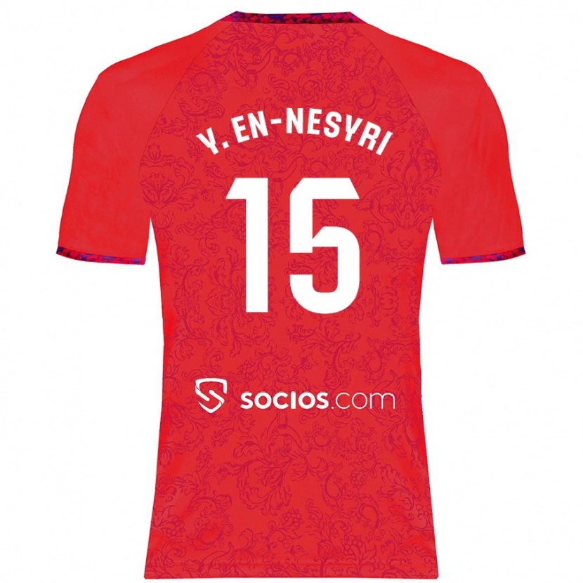 Danxen Hombre Camiseta Youssef En-Nesyri #15 Rojo 2ª Equipación 2024/25 La Camisa