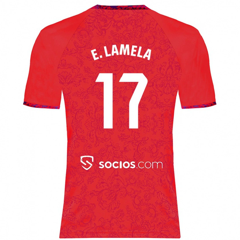 Danxen Hombre Camiseta Erik Lamela #17 Rojo 2ª Equipación 2024/25 La Camisa