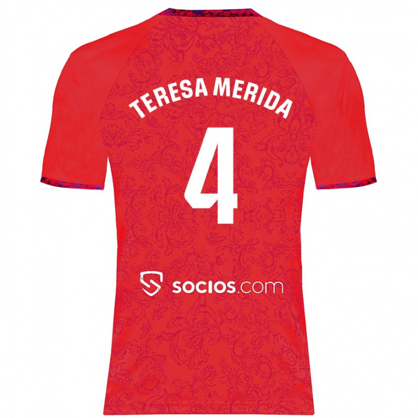 Danxen Hombre Camiseta Teresa Merida #4 Rojo 2ª Equipación 2024/25 La Camisa