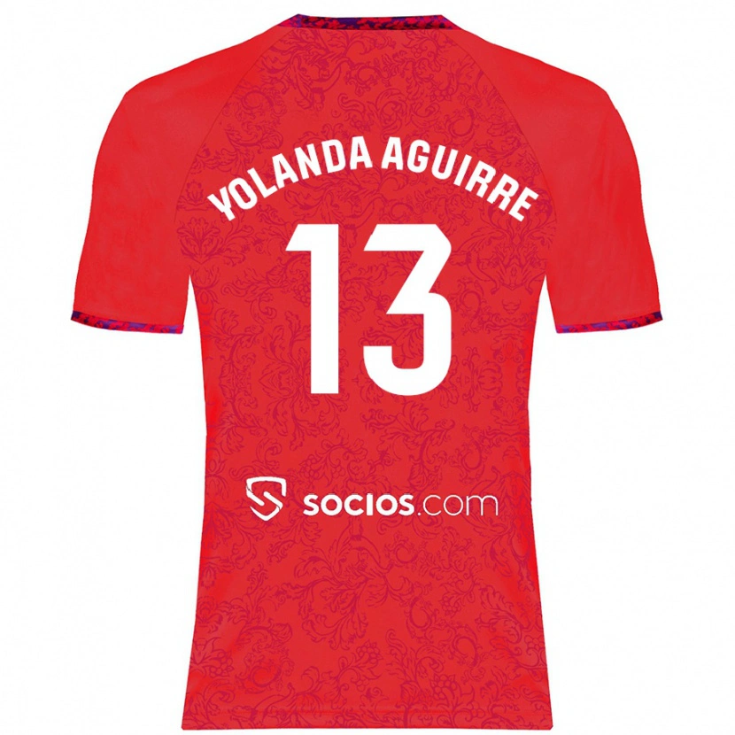 Danxen Hombre Camiseta Yolanda Aguirre Gutiérrez #13 Rojo 2ª Equipación 2024/25 La Camisa