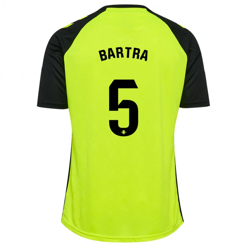 Danxen Hombre Camiseta Marc Bartra #5 Amarillo Fluorescente Negro 2ª Equipación 2024/25 La Camisa