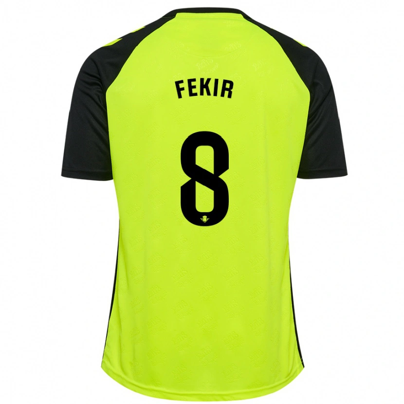 Danxen Hombre Camiseta Nabil Fekir #8 Amarillo Fluorescente Negro 2ª Equipación 2024/25 La Camisa