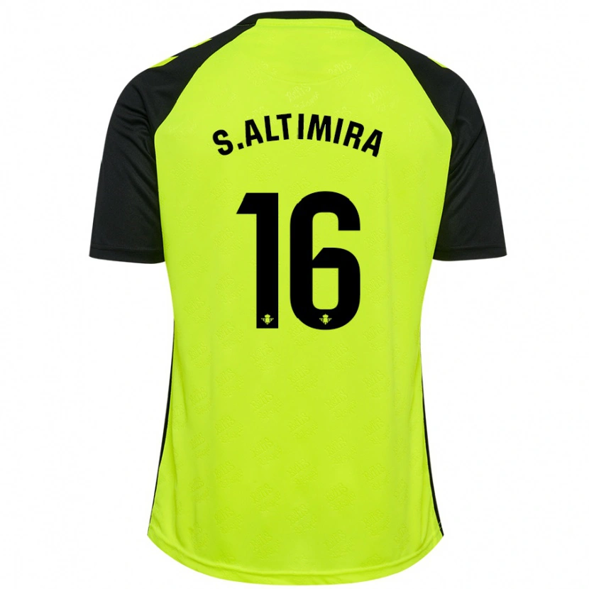 Danxen Hombre Camiseta Sergi Altimira #16 Amarillo Fluorescente Negro 2ª Equipación 2024/25 La Camisa