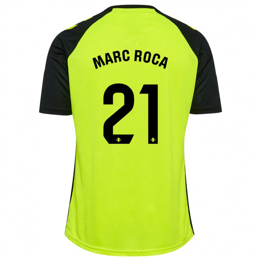 Danxen Hombre Camiseta Marc Roca #21 Amarillo Fluorescente Negro 2ª Equipación 2024/25 La Camisa