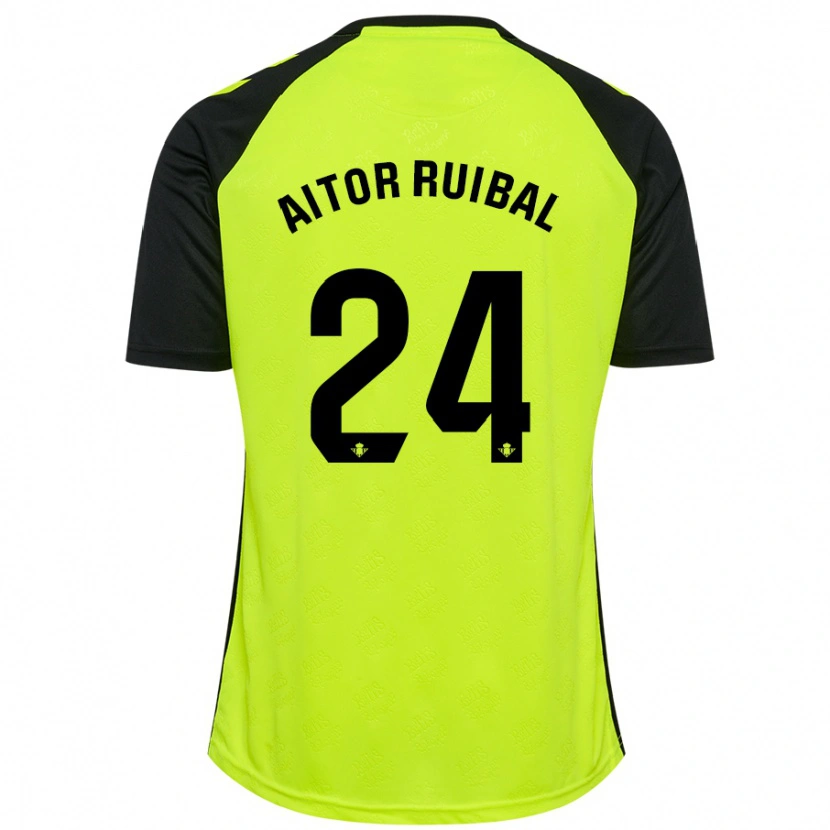 Danxen Hombre Camiseta Aitor Ruibal #24 Amarillo Fluorescente Negro 2ª Equipación 2024/25 La Camisa