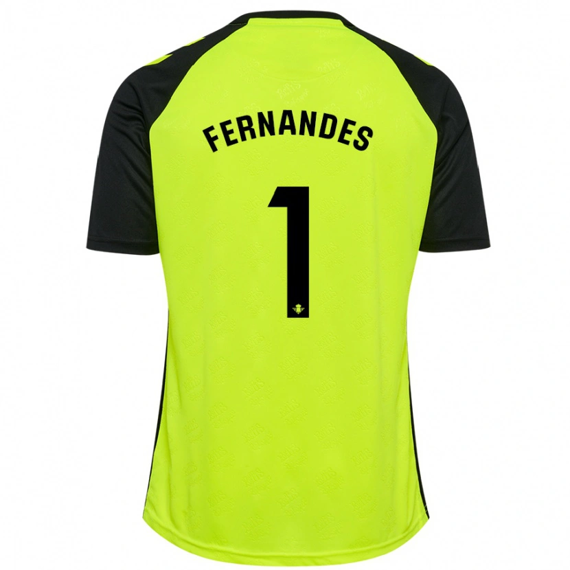 Danxen Hombre Camiseta Guilherme Fernandes #1 Amarillo Fluorescente Negro 2ª Equipación 2024/25 La Camisa