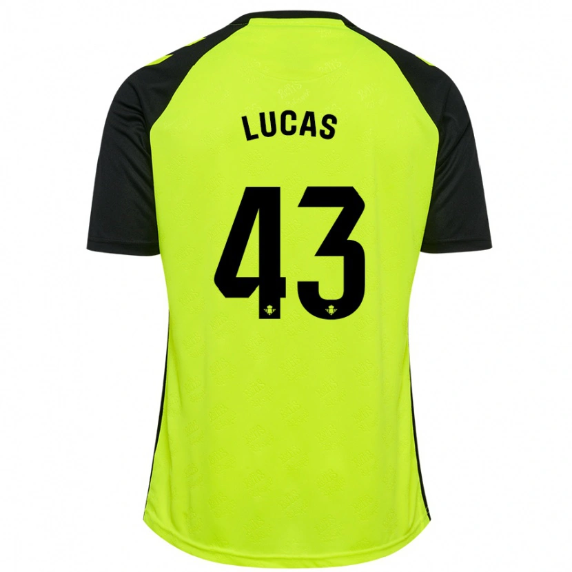 Danxen Hombre Camiseta Lucas Alcázar #43 Amarillo Fluorescente Negro 2ª Equipación 2024/25 La Camisa