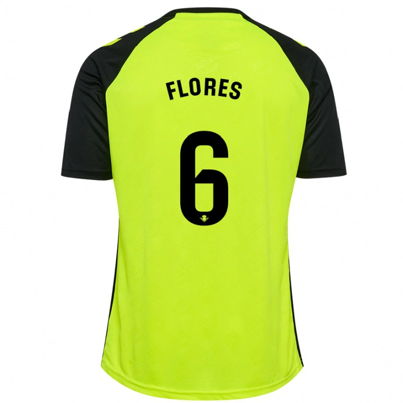 Danxen Hombre Camiseta Mateo Flores #6 Amarillo Fluorescente Negro 2ª Equipación 2024/25 La Camisa