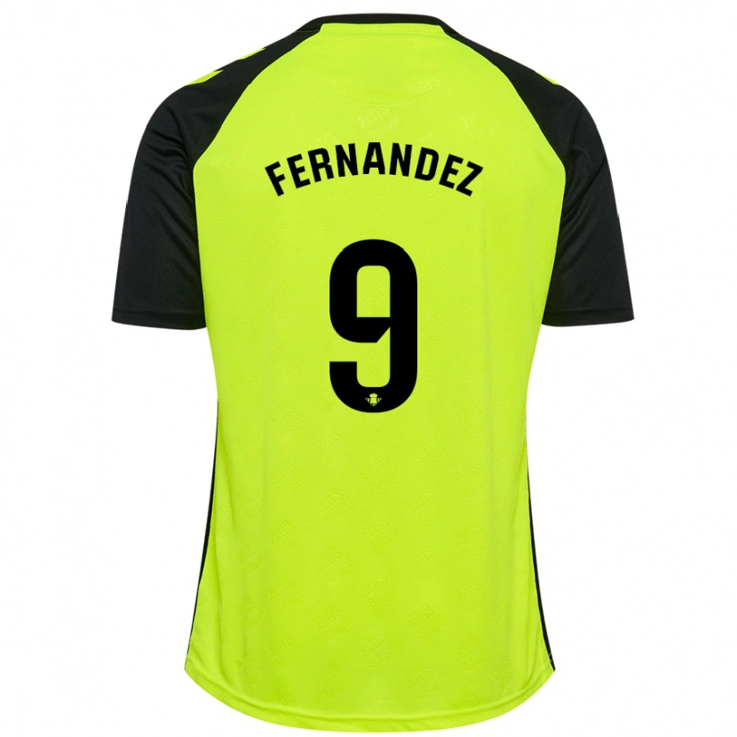 Danxen Hombre Camiseta Marcos Fernández #9 Amarillo Fluorescente Negro 2ª Equipación 2024/25 La Camisa