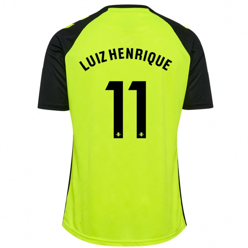 Danxen Hombre Camiseta Luiz Henrique #11 Amarillo Fluorescente Negro 2ª Equipación 2024/25 La Camisa