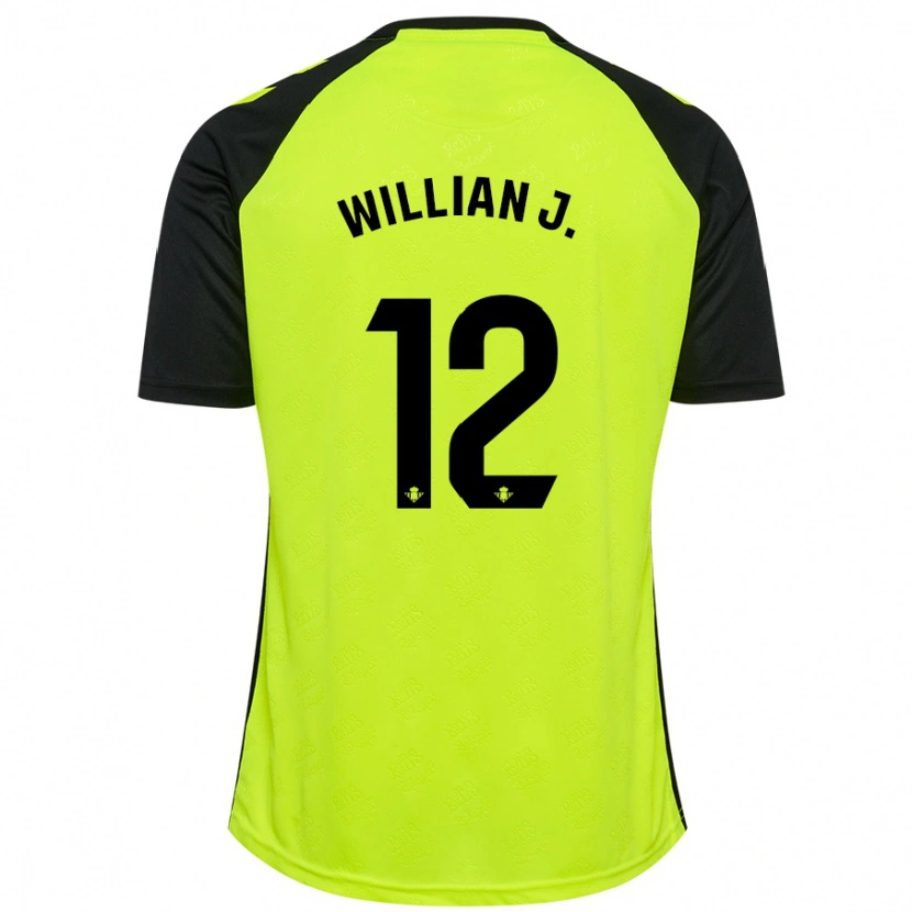 Danxen Hombre Camiseta Willian José #12 Amarillo Fluorescente Negro 2ª Equipación 2024/25 La Camisa