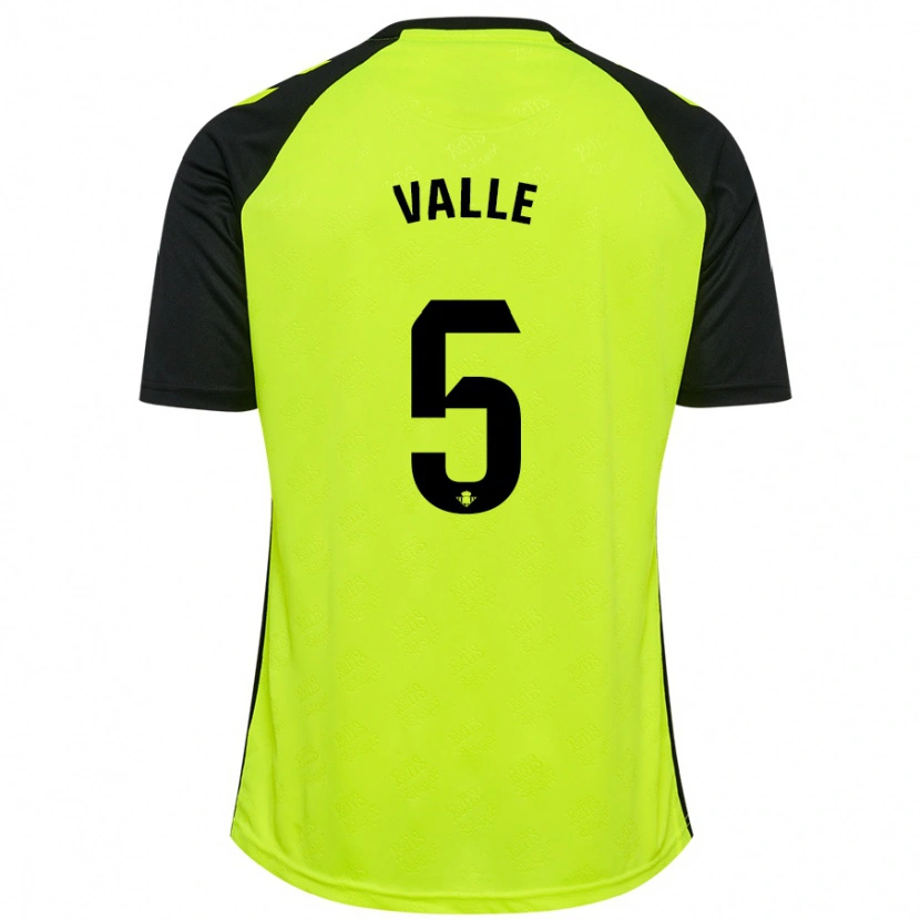 Danxen Hombre Camiseta María Valle López #5 Amarillo Fluorescente Negro 2ª Equipación 2024/25 La Camisa