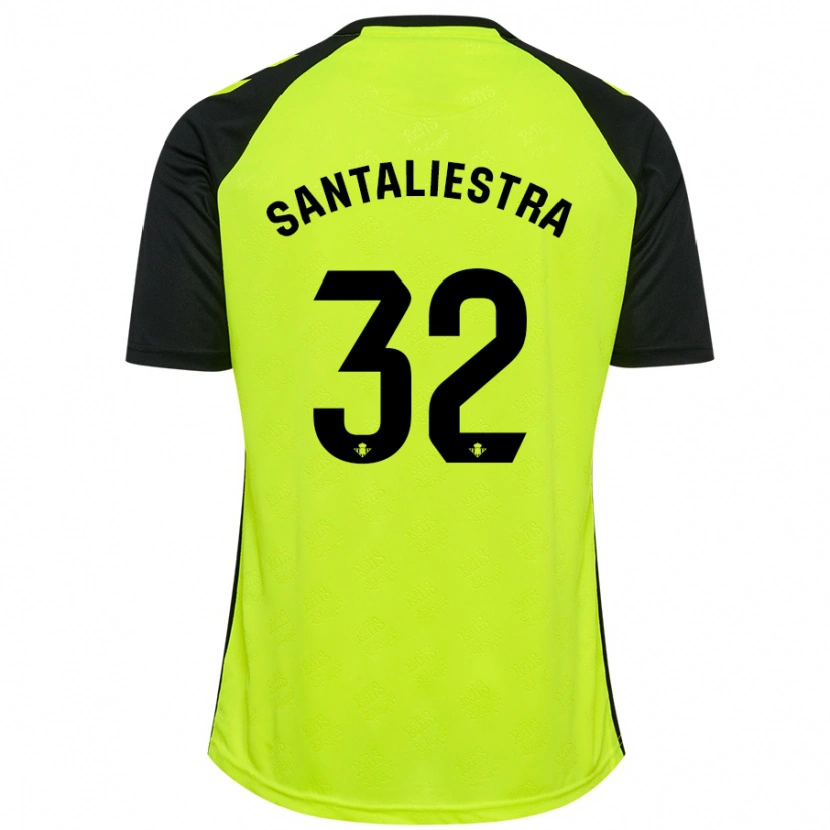 Danxen Hombre Camiseta Carla Santaliestra #32 Amarillo Fluorescente Negro 2ª Equipación 2024/25 La Camisa