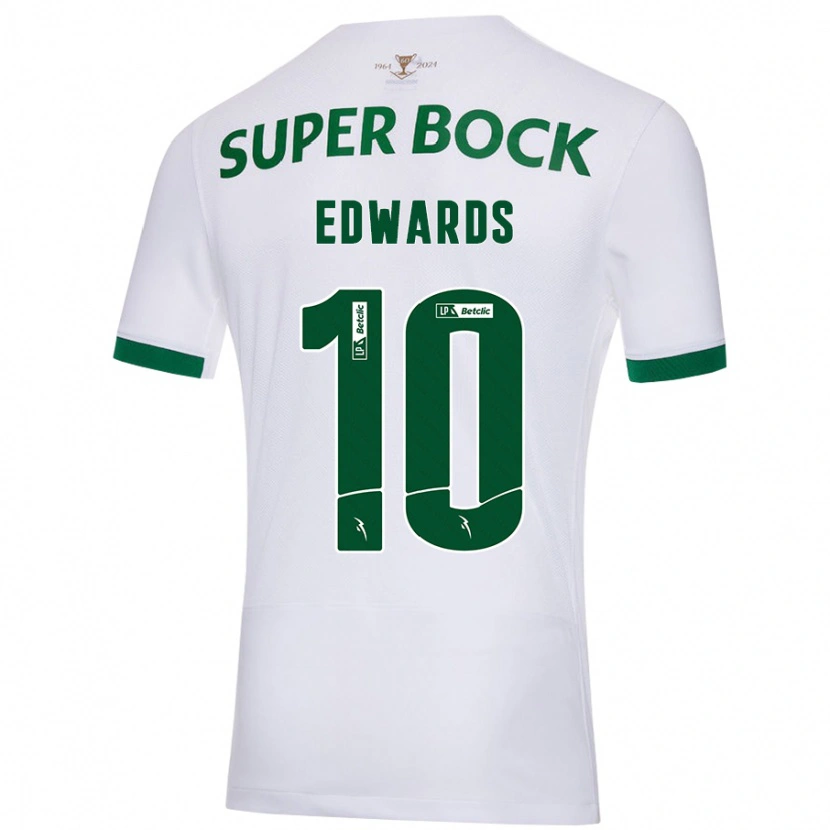 Danxen Hombre Camiseta Marcus Edwards #10 Blanco Verde 2ª Equipación 2024/25 La Camisa