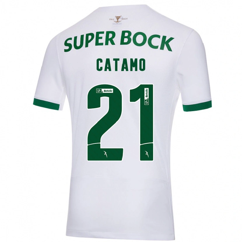 Danxen Hombre Camiseta Geny Catamo #21 Blanco Verde 2ª Equipación 2024/25 La Camisa