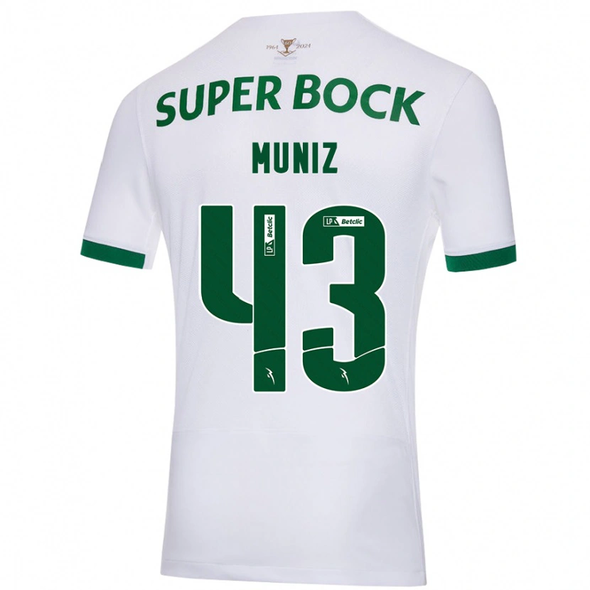 Danxen Hombre Camiseta João Muniz #43 Blanco Verde 2ª Equipación 2024/25 La Camisa