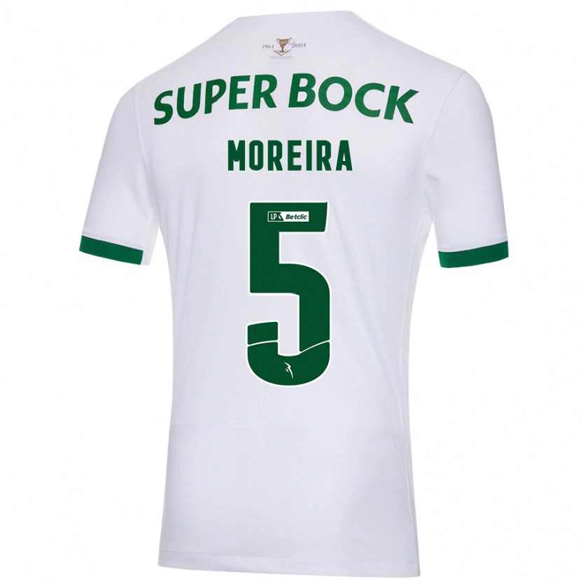 Danxen Hombre Camiseta David Moreira #5 Blanco Verde 2ª Equipación 2024/25 La Camisa