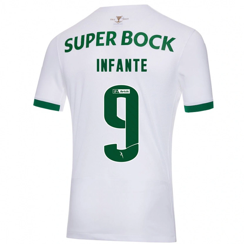 Danxen Hombre Camiseta João Infante #9 Blanco Verde 2ª Equipación 2024/25 La Camisa