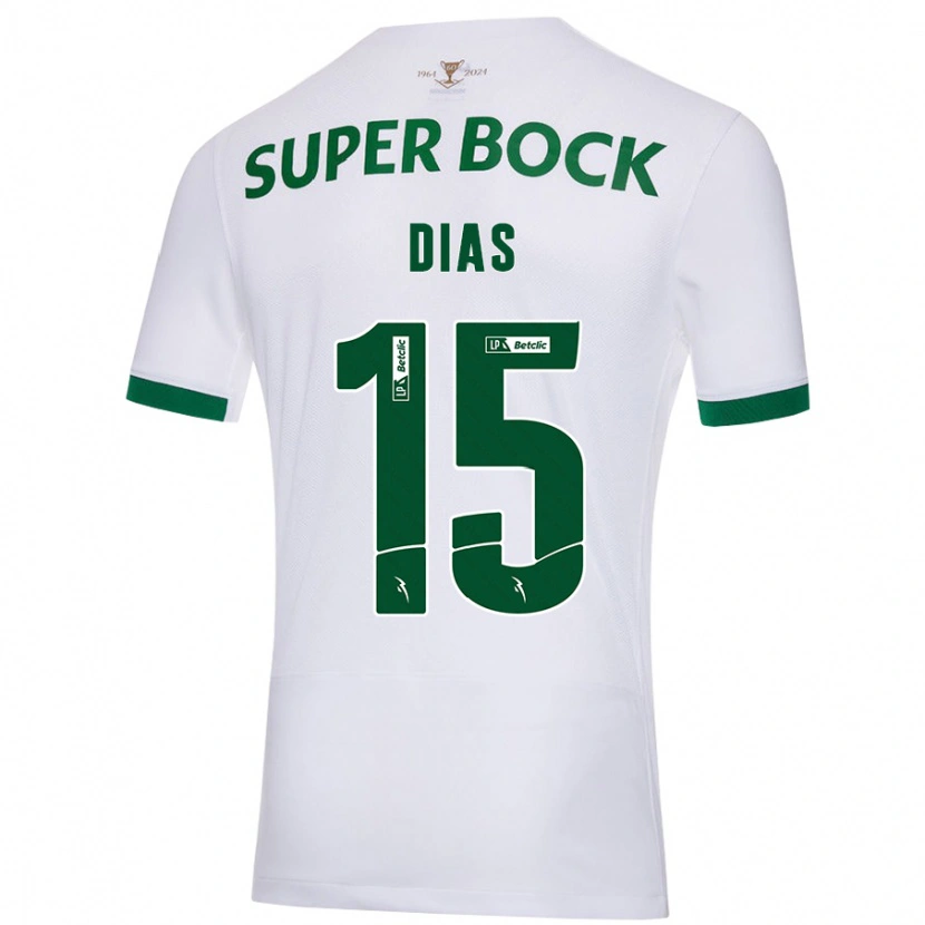 Danxen Hombre Camiseta Rodrigo Dias #15 Blanco Verde 2ª Equipación 2024/25 La Camisa