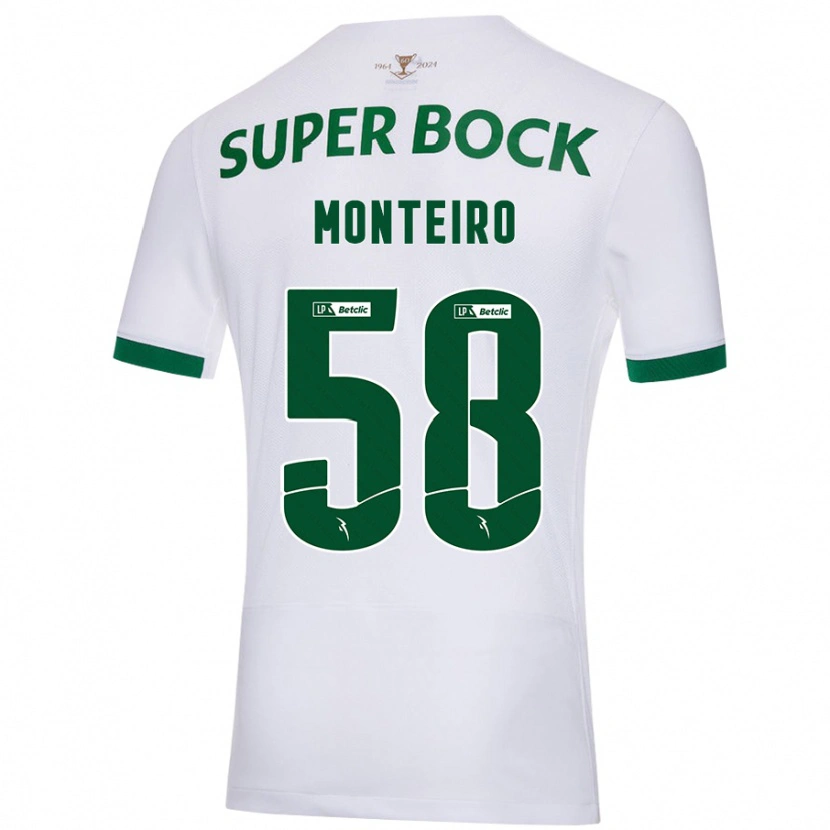 Danxen Hombre Camiseta David Monteiro #58 Blanco Verde 2ª Equipación 2024/25 La Camisa